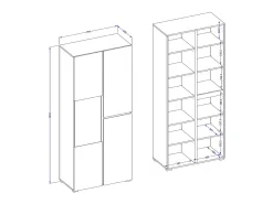Vitrina alta de 2 puertas colección HAVANA con LED integrado. Colores beige y negro.