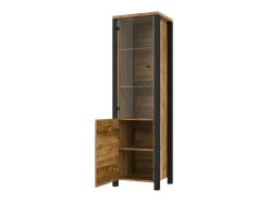 Vitrina alta de 2 puertas diseño DARWIN - Picea y negro