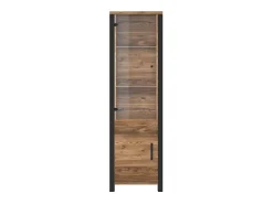 Vitrina alta de 2 puertas diseño DARWIN - Picea y negro