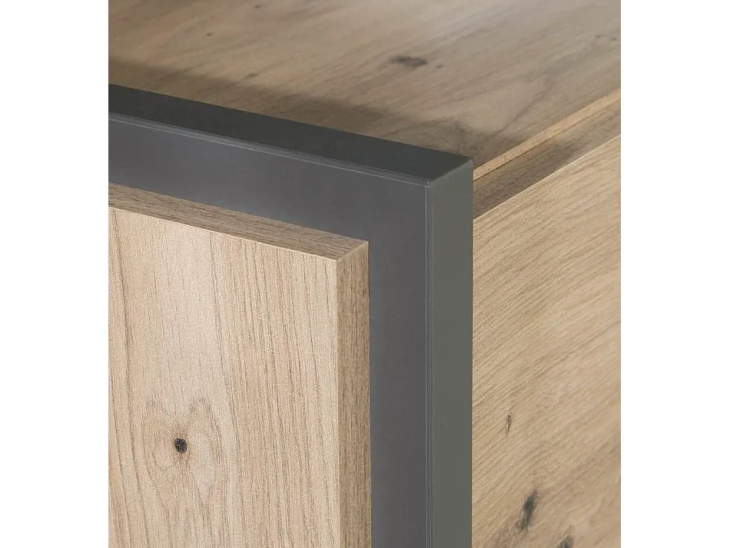 Vitrina alta de 205x92x41 cm con puerta acristalada, otra opaca y 2 cajones en beige Frank