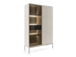 Vitrina alta moderna con frente acanalado, 104×166×39 cm, Cachemira / Oro