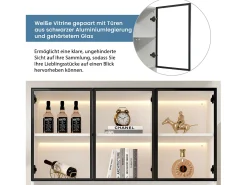 Vitrina alta moderna de cristal - 120 x 36 x 200 cm - con LEDs + 6 puertas - para colecciones/dormitorio - aglomerado - blanco