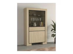 Vitrina amplia colección COPA – 4 puertas y 1 cajón – Roble elegante – Sin iluminación LED