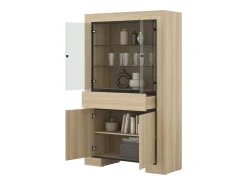 Vitrina amplia colección COPA – 4 puertas y 1 cajón – Roble elegante – Sin iluminación LED