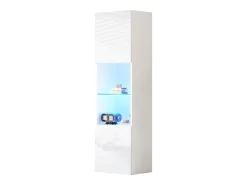 Vitrina blanca - Vitrina con 2 puertas y luces LED - almacenaje abierto - para salón y dormitorio