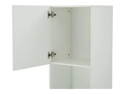 Vitrina blanca alto brillo con 2 puertas y 1 estante de cristal, LED incluido - 45x35x160cm