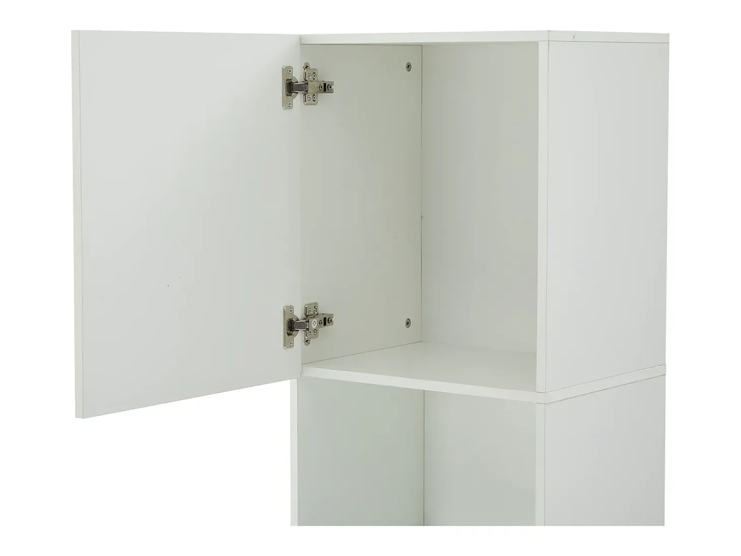 Vitrina blanca alto brillo con 2 puertas y 1 estante de cristal, LED incluido - 45x35x160cm