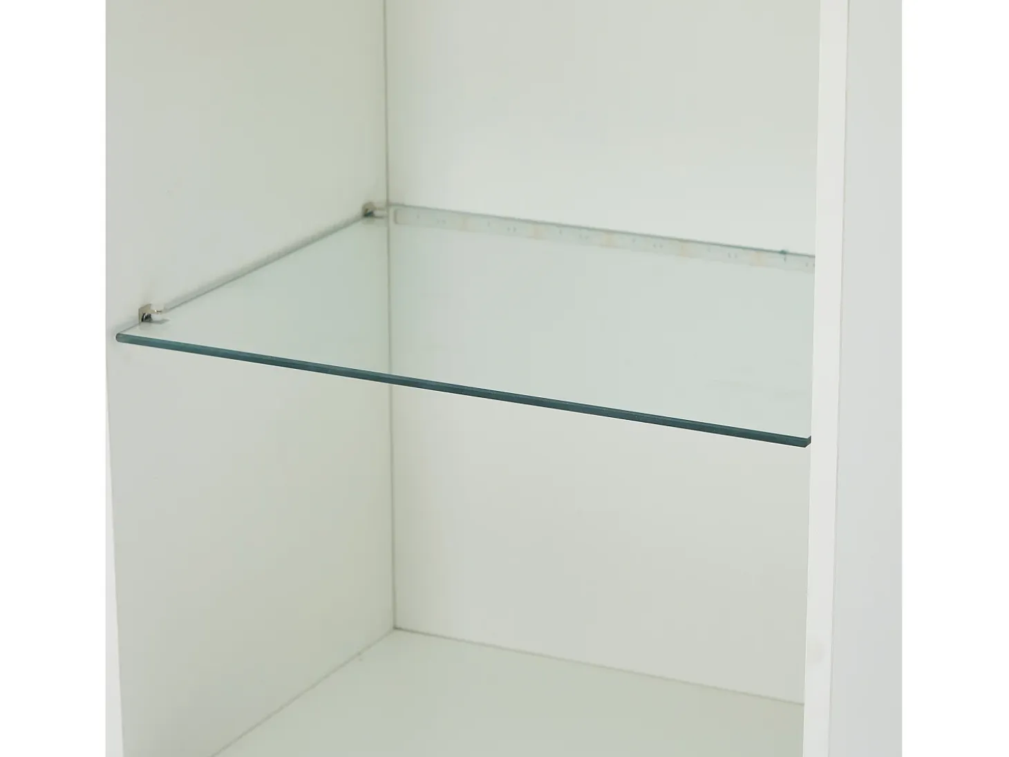 Vitrina blanca alto brillo con 2 puertas y 1 estante de cristal, LED incluido - 45x35x160cm