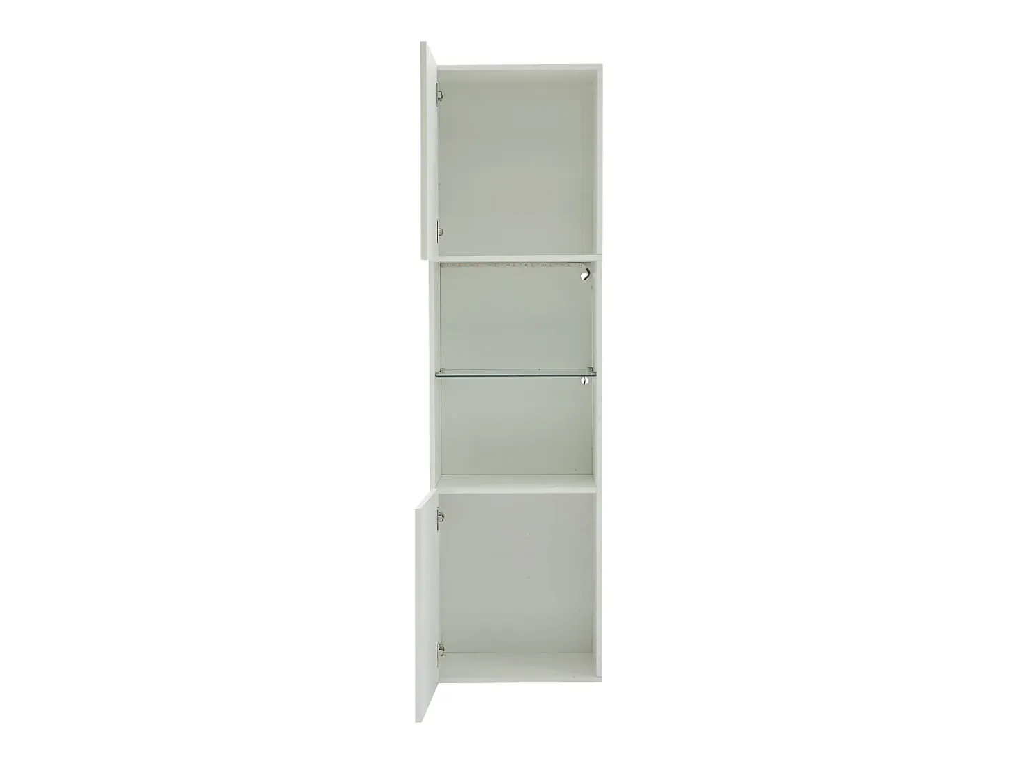 Vitrina blanca alto brillo con 2 puertas y 1 estante de cristal, LED incluido - 45x35x160cm