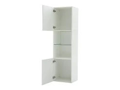 Vitrina blanca alto brillo con 2 puertas y 1 estante de cristal, LED incluido - 45x35x160cm