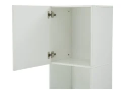 Vitrina blanca con iluminación LED, 45x35x160 cm, 1 estante y 2 puertas, para salón y despacho