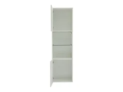 Vitrina blanca con iluminación LED, 45x35x160 cm, 1 estante y 2 puertas, para salón y despacho