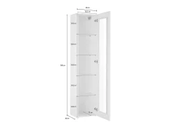 Vitrina blanco brillante para salón con 4 estantes de cristal Joy Vidrio