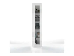 Vitrina blanco brillante para salón con 4 estantes de cristal Joy Vidrio