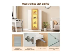 Vitrina brillante - 74 x 40 x 120 cm - con 3 puertas + LEDs + estantes de almacenamiento - Aglomerado + cristal templado - blanco