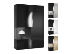 Vitrina Cómoda Morena, cuerpo en negro mate/ puerta derecha e inserción en blanco de alto brillo
