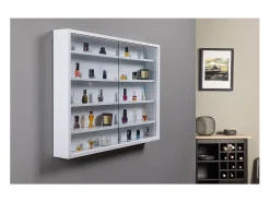 Vitrina Comit para colgar en la pared, 2 puertas de cristal color blanco.