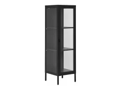 Vitrina con 1 puerta de cristal, acero negro, 40 x 35 x 140 cm