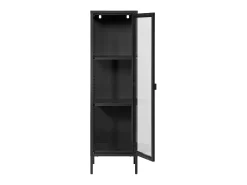Vitrina con 1 puerta de cristal, acero negro, 40 x 35 x 140 cm