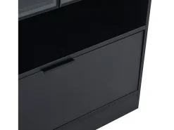 Vitrina con 3 puertas y 1 compartimento - 80 x 35 x 120 cm - LEDs - Tablero de partículas y cristal - Negro