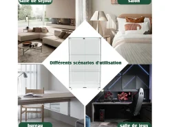 Vitrina con iluminación LED, autoportante, con cerradura, 2 puertas y 3 estantes, color blanco, 123,3 x 78,5 x 35 cm