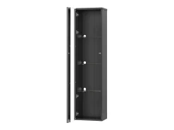 Vitrina con puerta acrílica e iluminación LED - estantes de cristal - Negro 40 x 29 x 170 cm