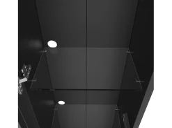 Vitrina con puerta acrílica e iluminación LED - estantes de cristal - Negro 40 x 29 x 170 cm