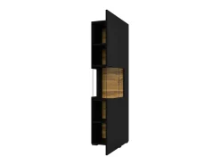 Vitrina de 1 puerta parcialmente acristalada colección EVA. Color negro y roble.
