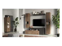 Vitrina de 2 puertas colección DOMI. Color gris antracita y roble oscuro