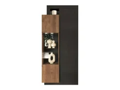 Vitrina de 2 puertas colección DOMI. Color gris antracita y roble oscuro