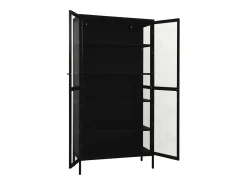 Vitrina de acero y vidrio templado negra 90x40x180 cm