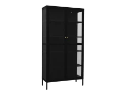 Vitrina de acero y vidrio templado negra 90x40x180 cm