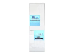 Vitrina de alto brillo 55x38x170 cm - 1 cajón y 4 puertas - con iluminación LED - Blanco