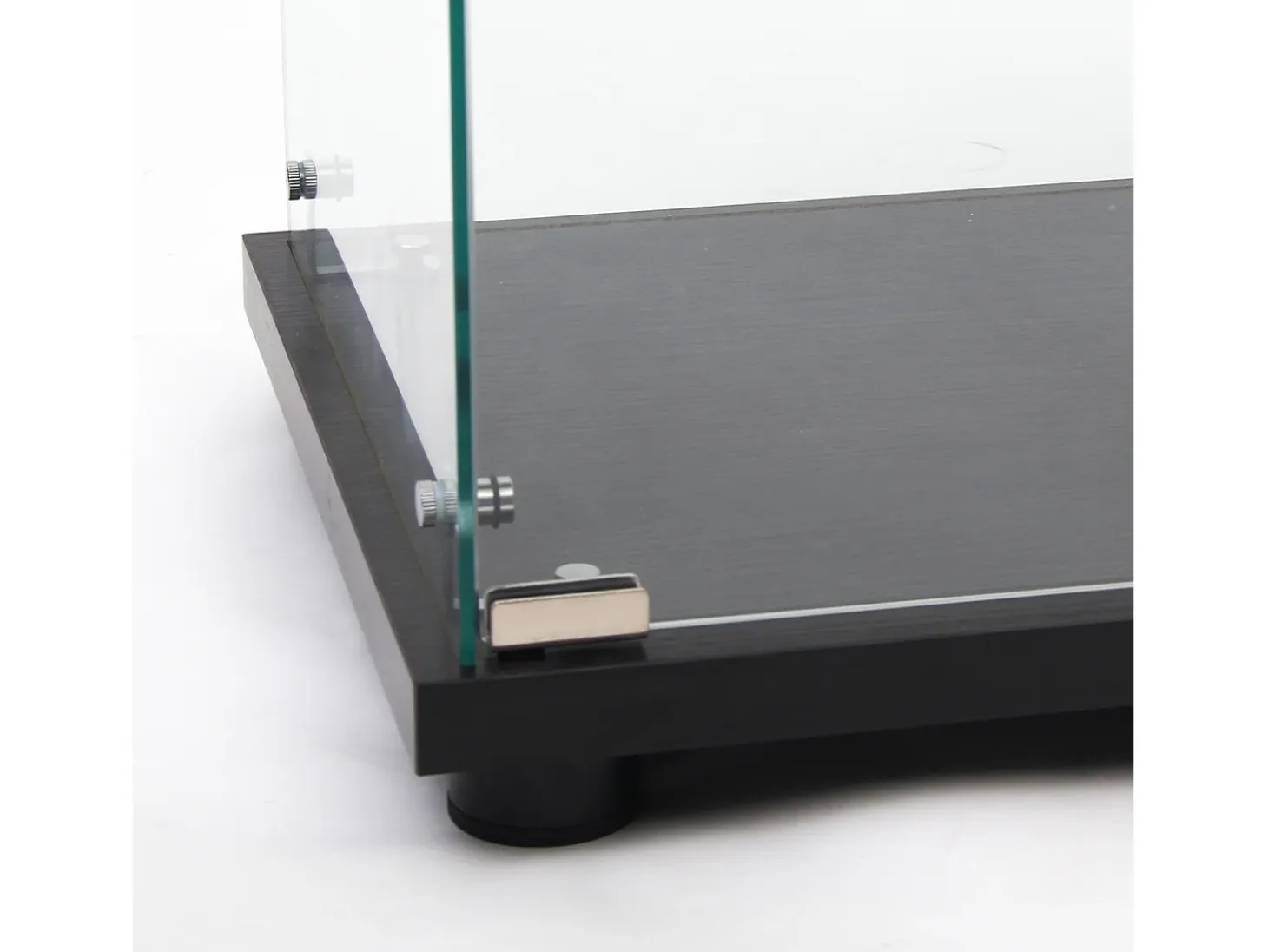 Vitrina de cristal - 3 estantes de cristal - Estantería de suelo para dormitorio - Armario moderno de madera con puertas y cerradura - Negro