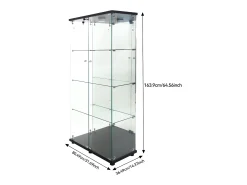 Vitrina de cristal - Vitrina de colección con puertas - Iluminación LED - 2 puertas, 4 estantes - 80,5×36,5×164 cm - Negro