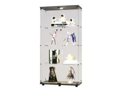 Vitrina de cristal - Vitrina de colección con puertas - Iluminación LED - 2 puertas, 4 estantes - 80,5×36,5×164 cm - Negro