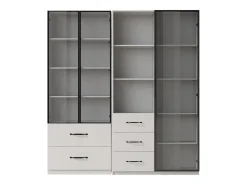 Vitrina de cristal antipolvo - 140 x 40 x 160 cm - con cristal y compartimentos abiertos + LED - aglomerado - blanco