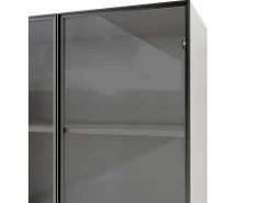 Vitrina de cristal antipolvo - 140 x 40 x 160 cm - con cristal y compartimentos abiertos + LED - aglomerado - blanco