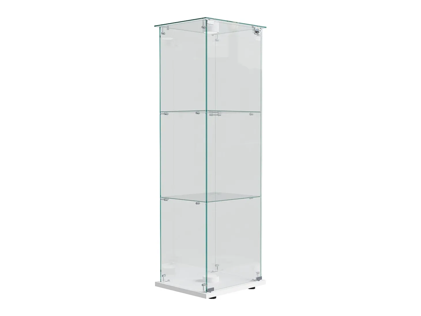 Vitrina de cristal con 3 estantes e iluminación táctil - 123,3 x 39,8 x 35 cm - Vitrina estrecha - blanca