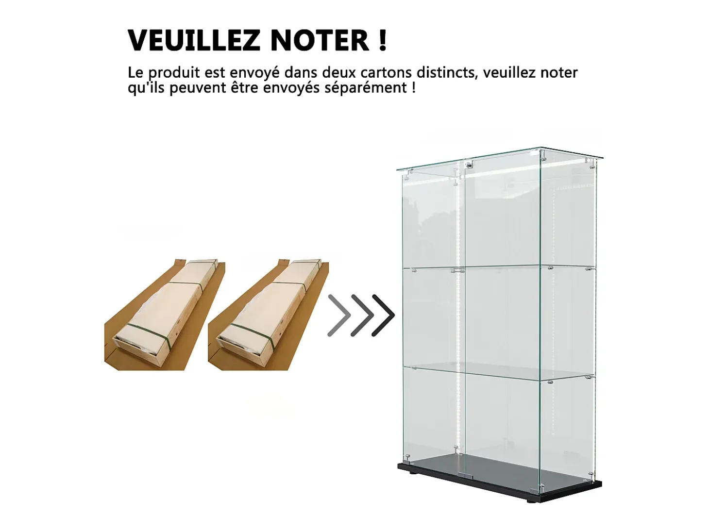 Vitrina de cristal con 4 estantes y puerta doble, vitrina para sala de estar