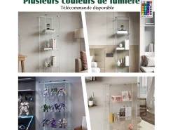 Vitrina de cristal con 5 estantes y puertas dobles para salón.