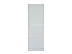 Vitrina de cristal con iluminación LED, 2 puertas y 2 cajones, 60 x 35,5 x 165 cm, color blanco