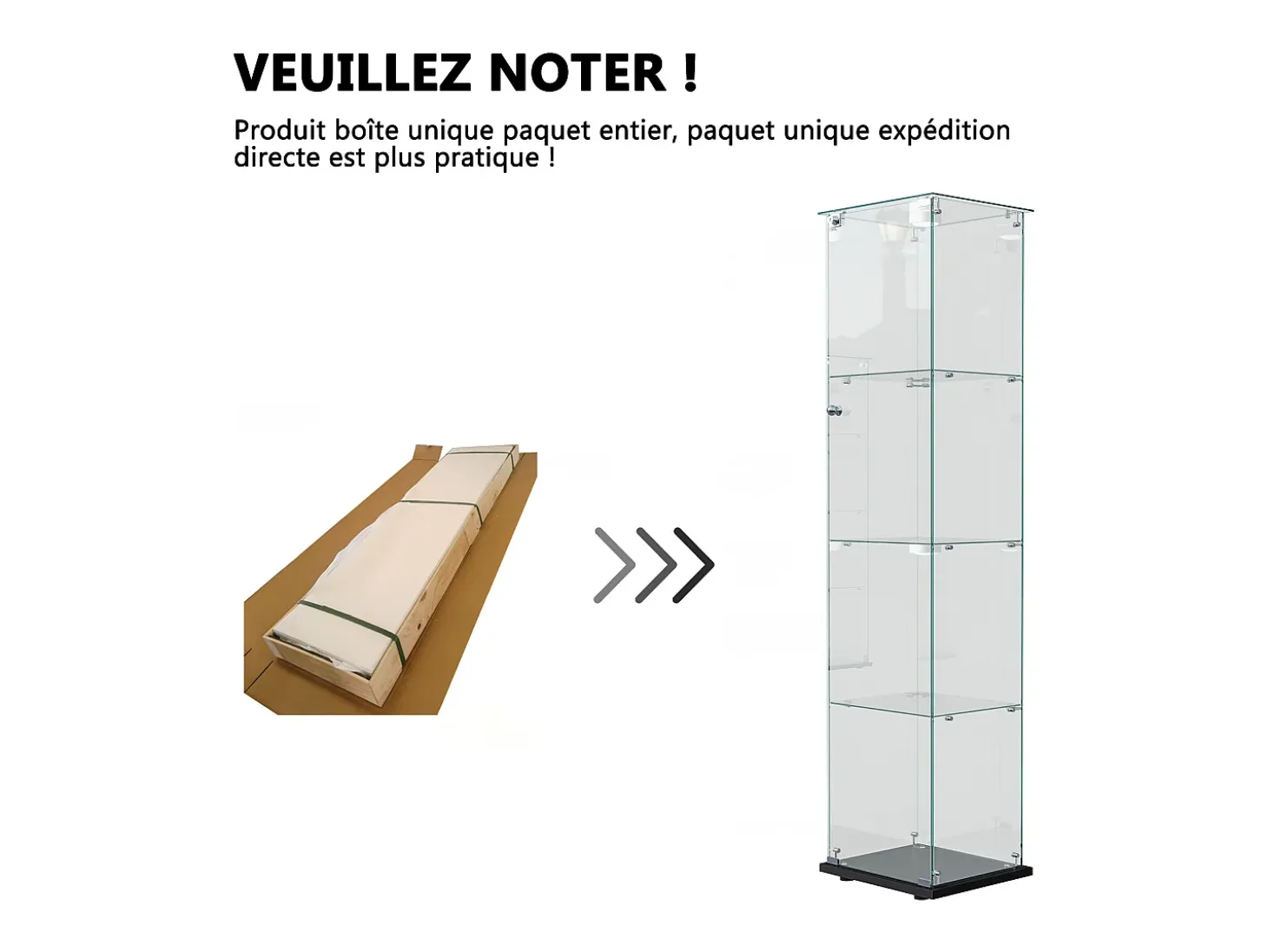 Vitrina de cristal con iluminación LED táctil, puertas y estantes con cerradura, 163x40x35 cm, negra