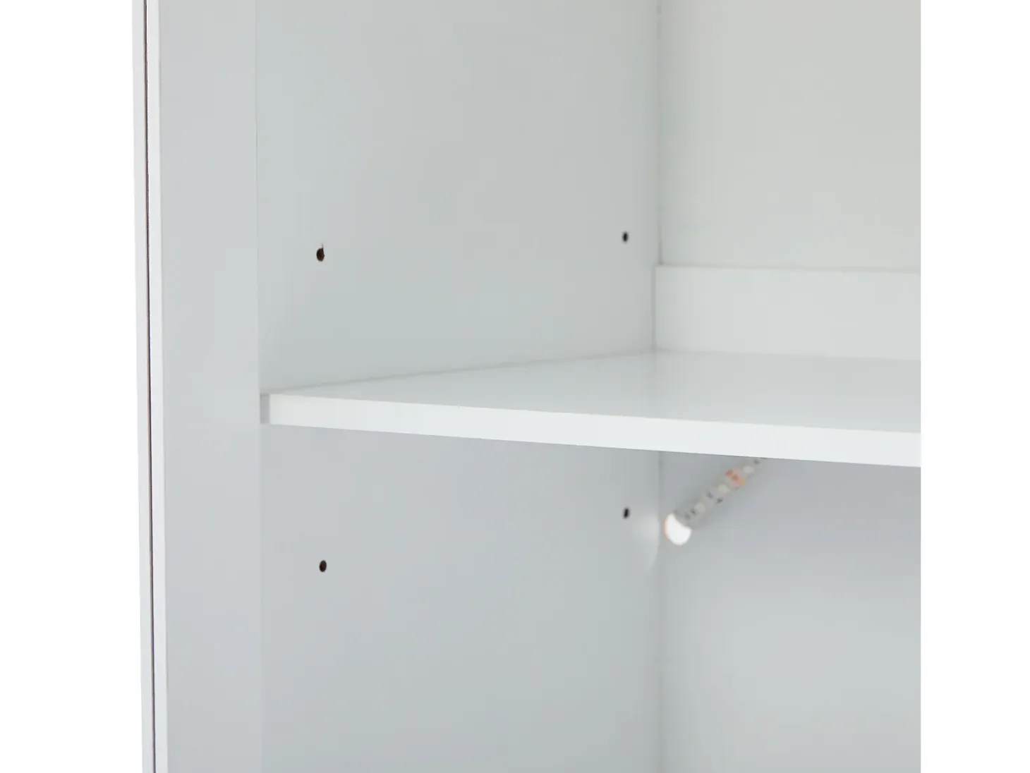 Vitrina de cristal con iluminación LED, 2 puertas y 2 cajones, 60 x 35,5 x 165 cm, blanca