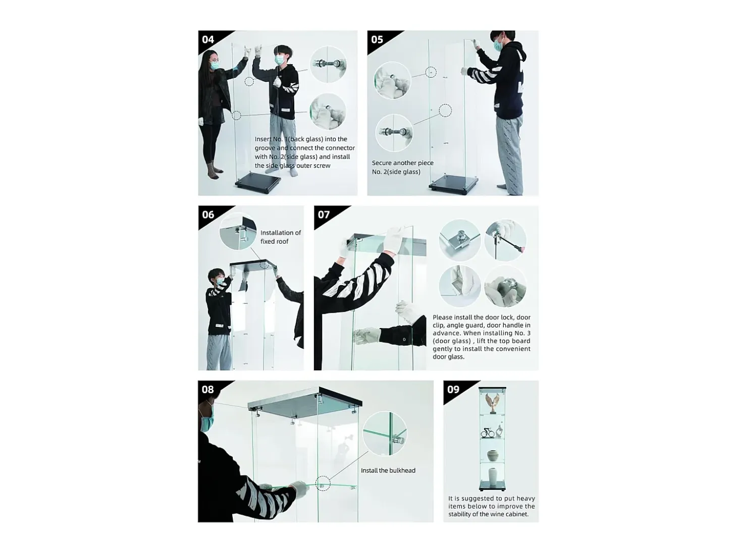 Vitrina de cristal de 164 cm, 4 estantes, 1 puerta y cerradura, vitrina independiente para dormitorio y sala de estar, color blanco