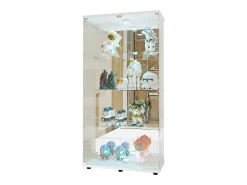 Vitrina de cristal LED – 4 estantes, 2 puertas, vitrina independiente, blanca, 80,49 x 36,49 x 163,9 cm