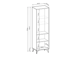 Vitrina de cristal templado de 2 puertas 54x178 cm