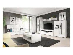 Vitrina de diseño colección BREDA en color blanco mate y blanco brillante.