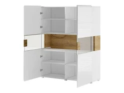 Vitrina de dos puertas colección OHIO. Color blanco y roble. LED incluidos.