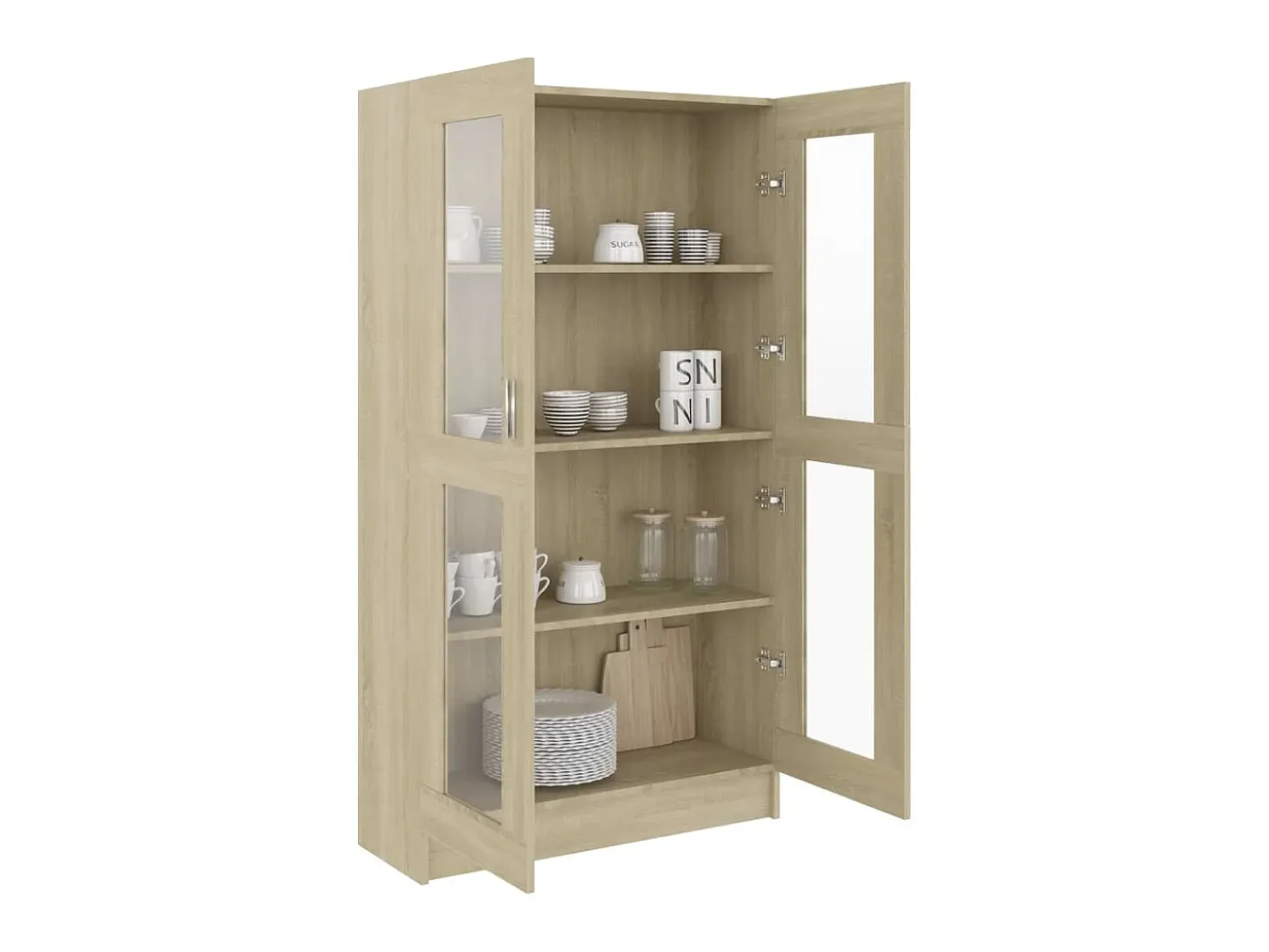 Vitrina de madera contrachapada color roble 82,5x30,5x150 cm ES871547